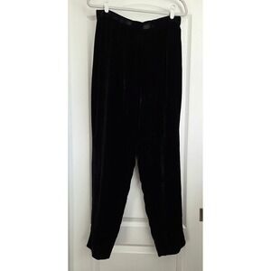 Classiques Entier Black Velvet Silk Blend Hi Rise Wide Leg Taper Pants Sz 12 Vtg